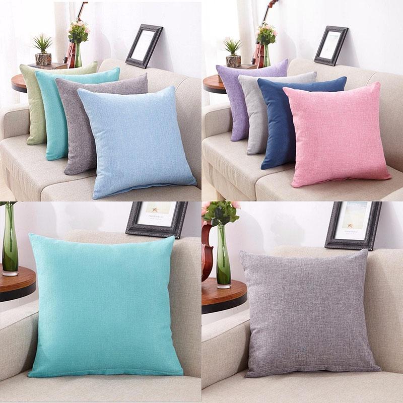 Luxurious Pure Color Cotton Linen Throw Pillow Cover For Home Office Sofa Decor