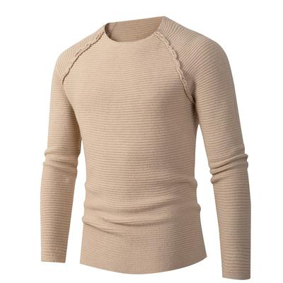 Men's High Elastic Pullovers Casual Sweaters Raglan Sleeve Solid Color Soft Fabric Long-sleeved Pullover Sweater