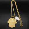 Lucky Crystal Hamsa Hand of Fatima Arabic Necklace for Women Men Stainless Steel Gold Color Necklaces Jewelry Gifts NXS05