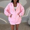 Completo sportivo casual europeo e americano, cardigan con zip a manica lunga tinta unita, pantaloncini da donna con laccetti, completo due pezzi