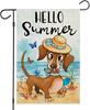 Hello Summer Garden Ags for Outside, Dachshund Dog On The Beach Small Seasonal Decoration for Farmhouse Holiday Yard Outdo EEL