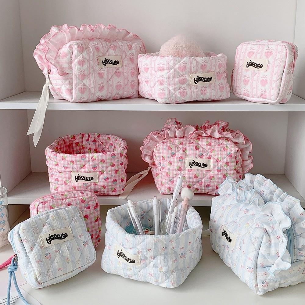Ruffle Cloth Toiletry Bag Pen Bag Makeup Storage Pouch Ins Fashion Travel Cosmetic Bag For Travel