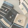 Women's Autumn-Winter Mid-Calf Cartoon Puppy Socks, Korean and Japanese Style, Color Block, Striped, Cute, Warm, Boneless.