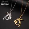 Teamer Vintage Hummingbirds Gather Honey Stainless Steel Necklace Women Cute Animal Flower Pendant Jewelry Valentine's Day Gifts
