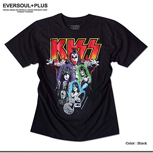 EVERSOUL KISS Kortärmad T-shirt, Gene Simmons, KISS Army Logotyp, Hårdrock, Herr, Svart, Storlek XL [Parallellimport]