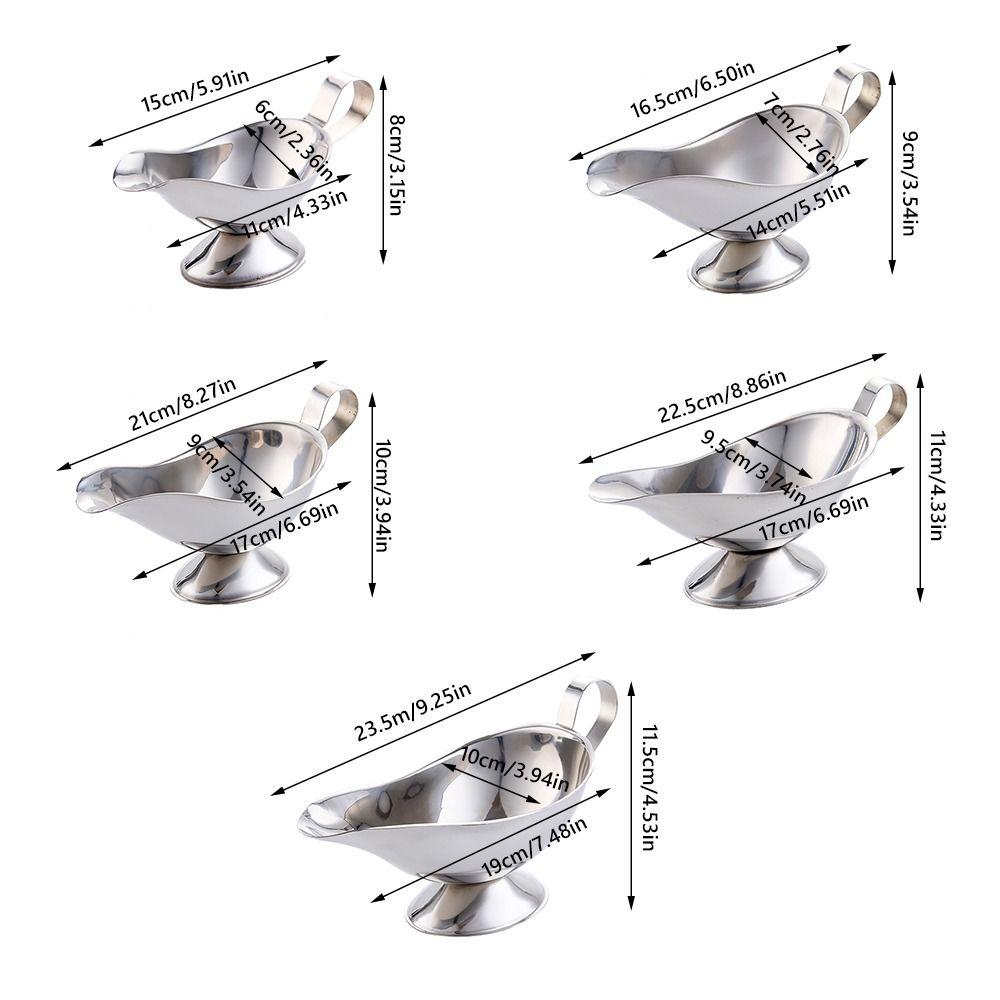 Stainless Steel Sauce Cup Multi-size Silver Sauce Boat Multi-functional Ship Shape Salad Dressing Boat Restaurant Use