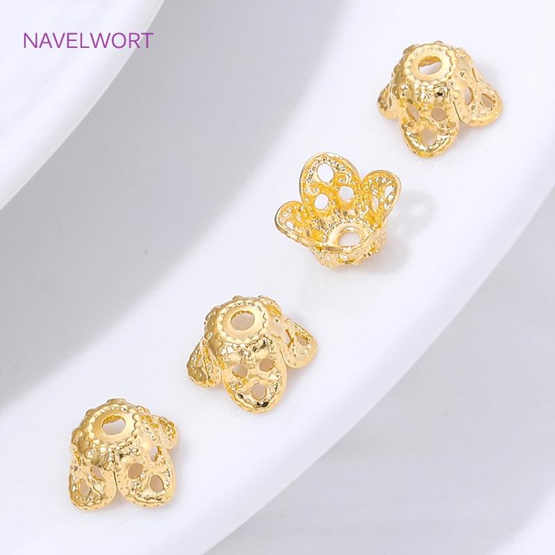 7mm Brass Hollow Bead Caps 18K Gold Plated Bead Caps For Bracelet Making Supplies,Caps For Beads,DIY Accessories Wholesale