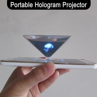 Mini Vantuzlu 3D Hologram Piramit Ekran Projektörü Taşınabilir Evrensel Mobil Akıllı Telefon 3D Holografik Projeksiyon Cihazı
