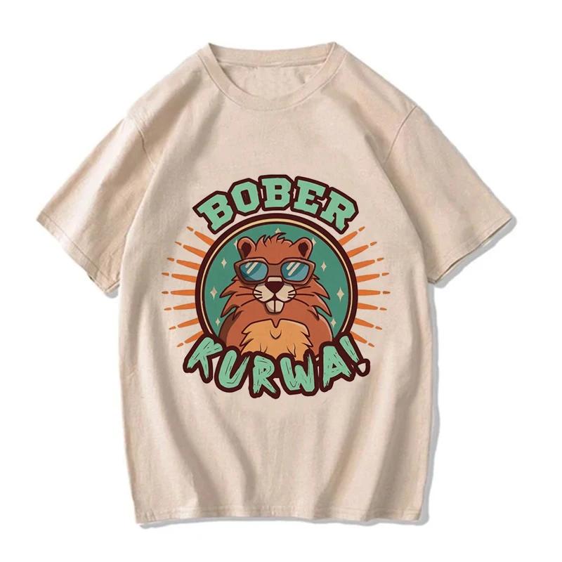 90er Cartoon Biber Kurwa Grunge T-Shirt Lustiges Kurwa Biber Mange T-Shirt Harajuku Y2k T-Shirts Tops Herren Mode EU Größe T-Shirt Kleidung