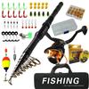 LEO Combo de caña de pescar telescópica de 1,8-3 m, caña de pescar de carbono con carrete giratorio, kit completo para pesca de lubina, carpa, lucio y caña de pescar