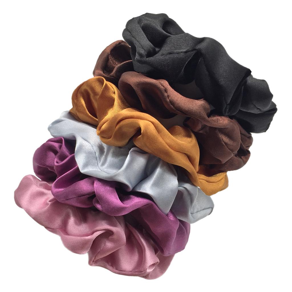 25/10//6 Stück Satin Scrunchies Mädchen Elastisches Haarband Pferdeschwanzhalter Haargummis Mode Damen Accessoires Uni Scrunchy