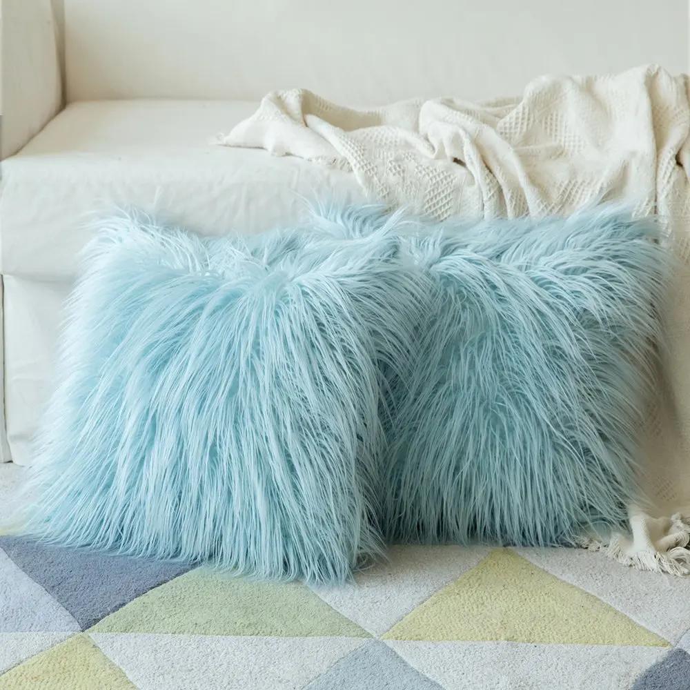 Luxury Super Soft Plush Faux Fur Pillow Case Winter Warm Mongolian Pillow Cover Throw Cushion Pillowcase Bedroom Home Decor