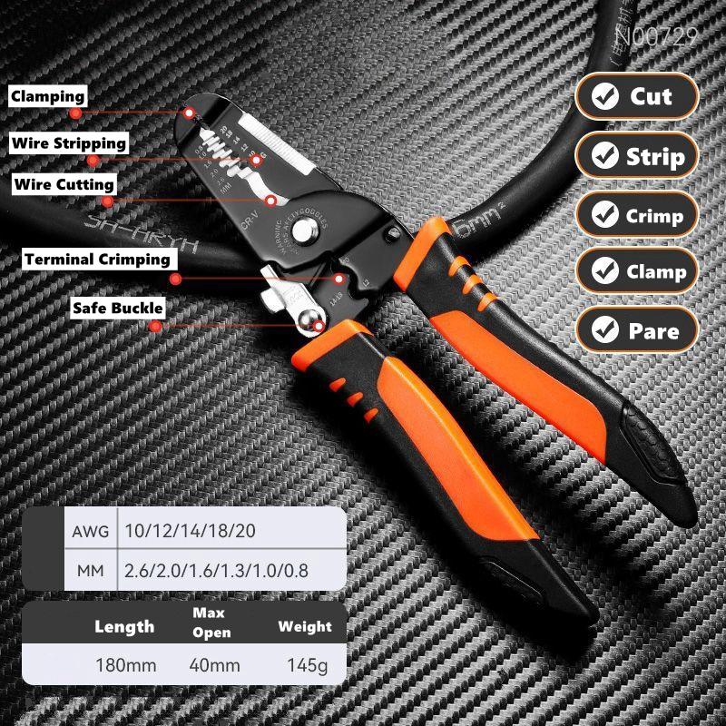 Multi-Functional Electrician Wire Cutter/Stripper/Crimper Wire Stripping Cutting Crimping Plier For Peeling & Network Cabling
