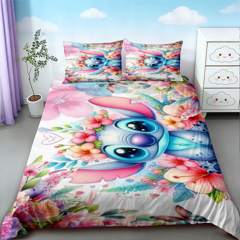 Cartoon Stitch 3pcs Duvet Cover Quilt Cover Bedding Set Queen King Twin Size for Children Bedroom Decor Birthday Gifts