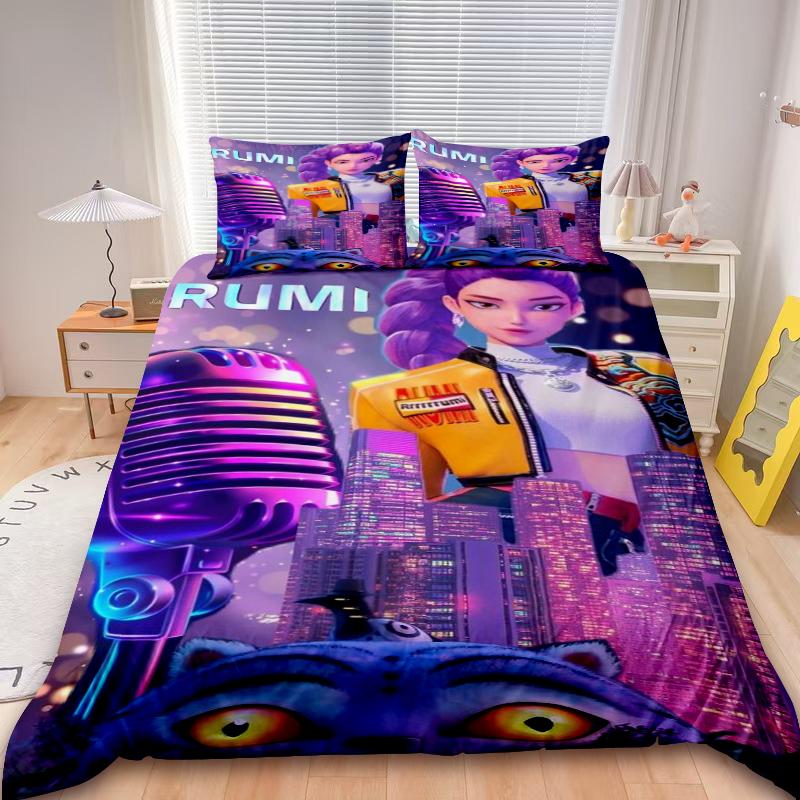 K-Pop Rumi Juego de Funda Nórdica de 3 Piezas D-Demonio H-Cazadores Juego de Cama Funda de Edredón Decoración Dormitorio Adolescentes Niños