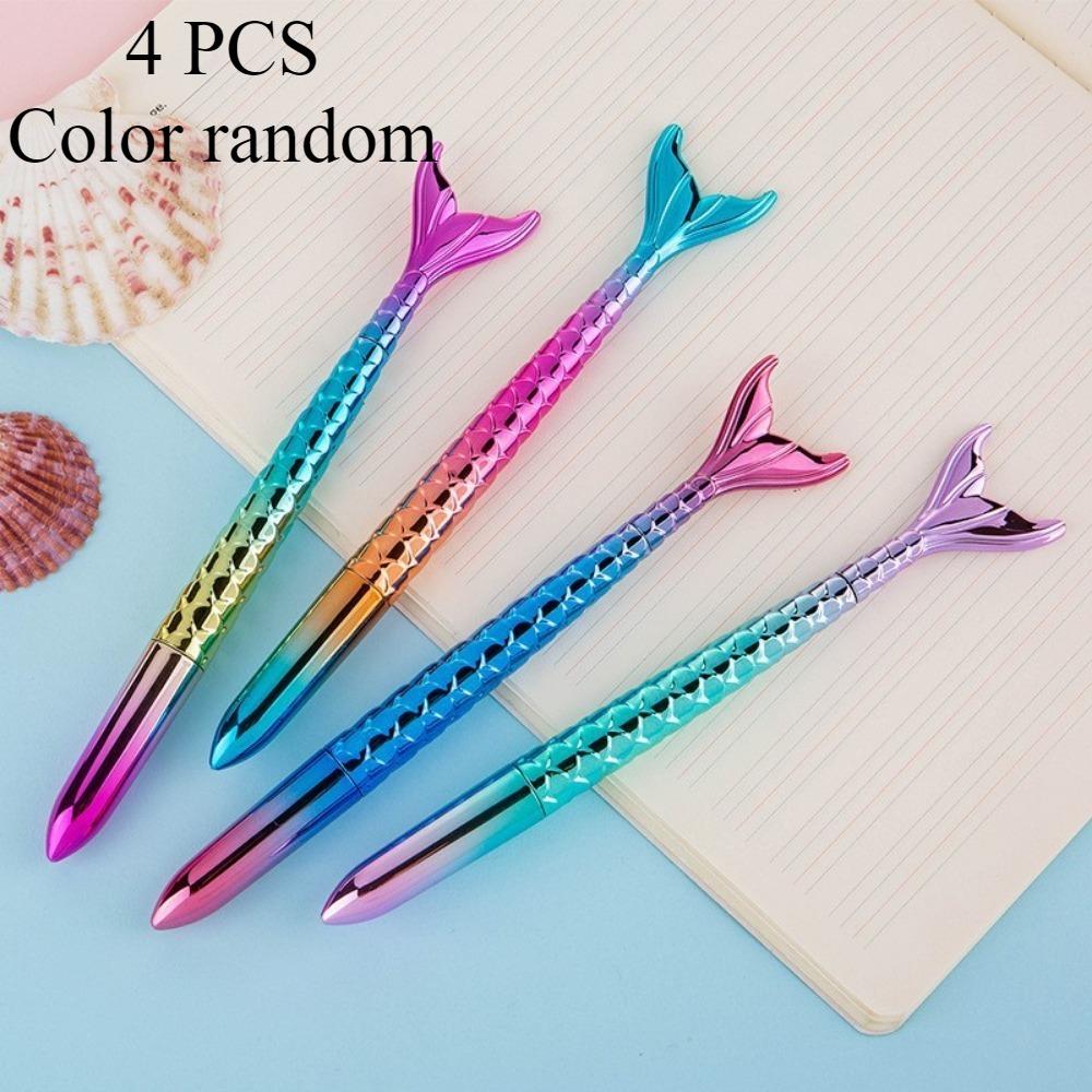 4 Pcs Ins Minimalist Mermaid Ballpoint Pen Black Small Fresh Personality Girl Style