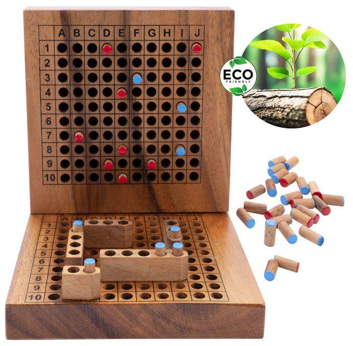 Seeschlacht aus Holz – Traditionelles ökologisches Holzspiel – Strategiespiel – Brettspiel – 350430 – 2 Spieler – ab 6 Jahren