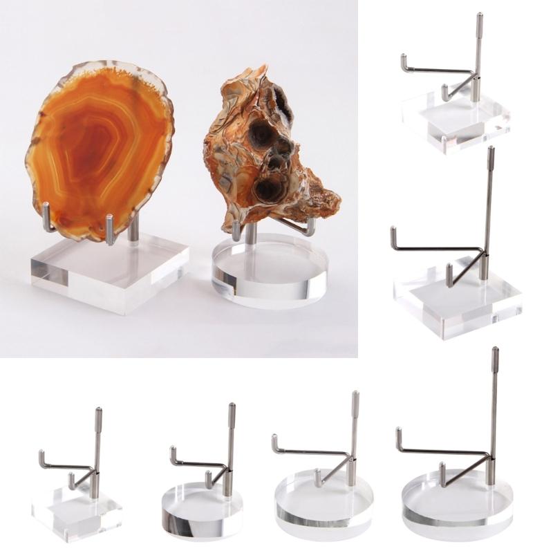 Acrylic Easel Stand with Adjustable Metal Arms Display Rack for Displaying Crystal Mineral Agate Gemstones Collectibles