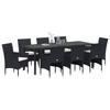 Garden Dining Set with Cushions 9 pcs Black Poly Rattan