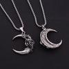 Gothic Rose Moon Necklace - Unisex Vintage Romantic Pendant in Dark, Trendy Style