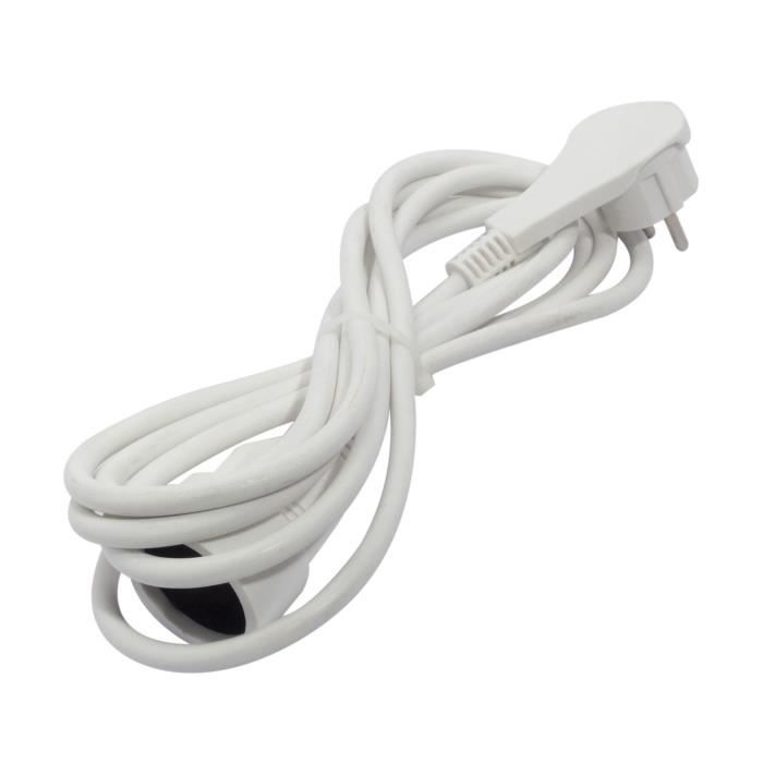 CHACON HO5VVF Extension Cable 3 X 1.5 Mm² - 3 M - With Flat Plug - White