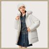 Li Ning Sports Lifestyle Series Solid Color Mid-Length Zipper Long Sleeve Down Jacket Women Outerwear Off-White AYMU190-5