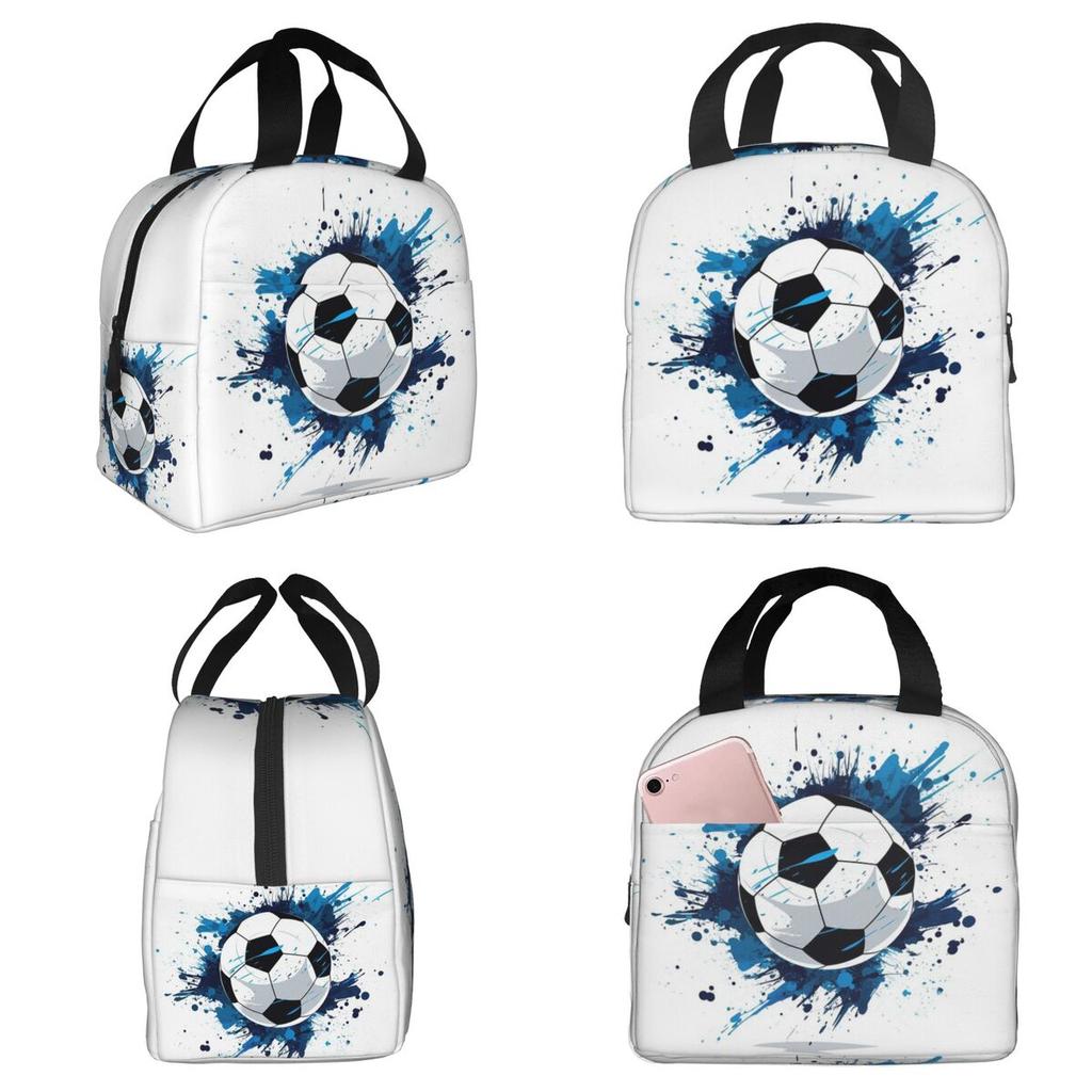 Graffiti Soccer Painting Insulated Lunch Bag for Women Office Cooler Thermal Food Box Tote Portable Lunch Boxes Container