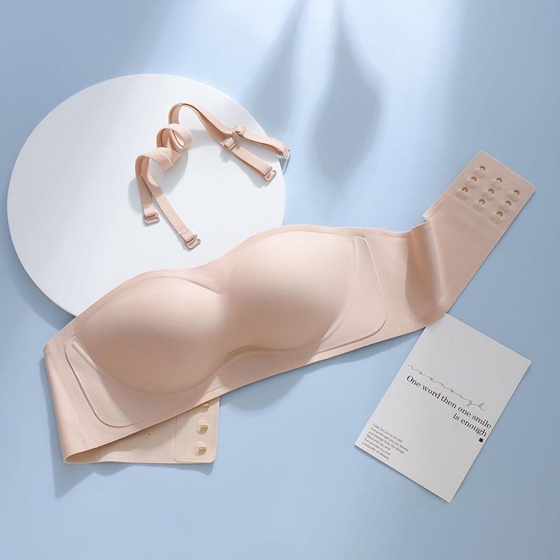 

Женский бесшовный невидимый бандаж - Нескользящий бюстгальтер-желе без бретелек X-Large (85A/85B/85C) телесный