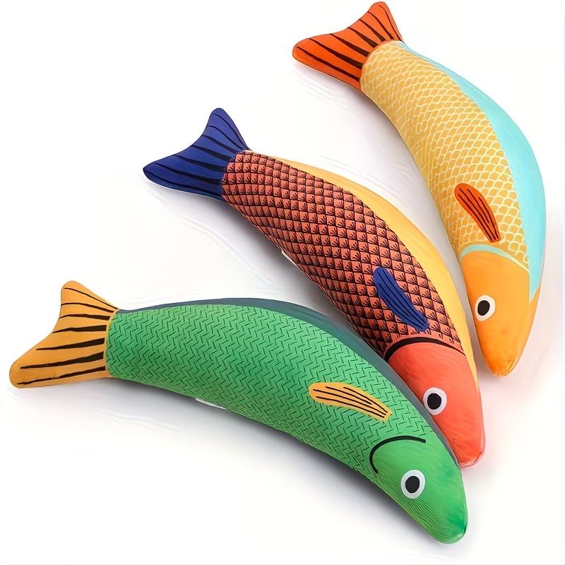 

3-Pack Colorful Fish Cat Toy with Catnip, Interactive Kitten Pillow, Chew Teething Pet Toy for Biting Kicking