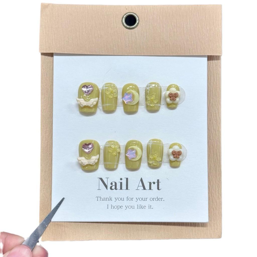 

Носить Нейл-арт Короткий Ручной работы Ангел Любви Крем Ярко-желтый Девочки Ногти Веселье S