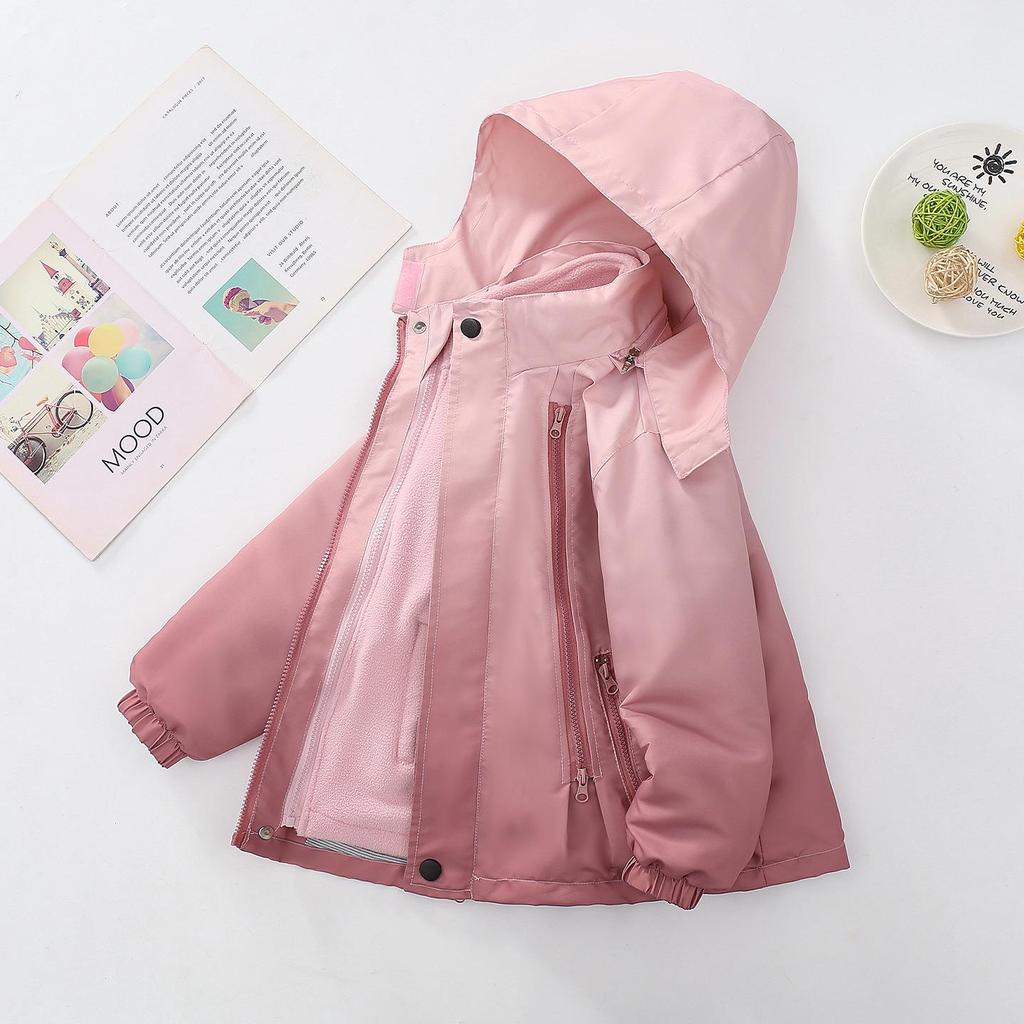 Mädchen 3-in-1 Abnehmbarer Windbreaker: 2025 Fleecegefütterte Jacke für Frühling, Herbst und Winter
