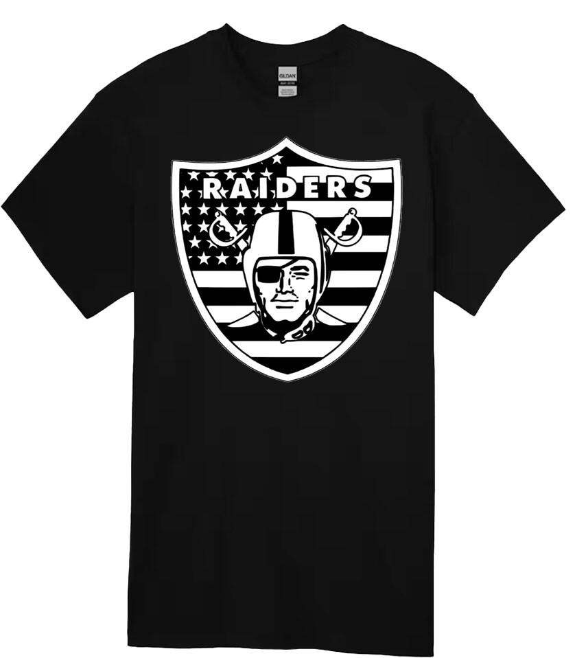 RAIDERS AMERICAN FLAG LOGO PREMIUM VINYL T- SHIRTS TOP SELLER! Unisex T-Shirt XL