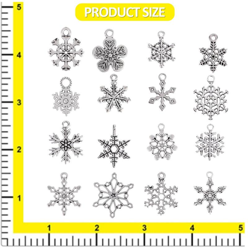 100 Pieces Christmas Snowflake Charms Assorted Snowflake Silver Charms Alloy Ant