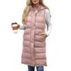 Fashionable Women's Hooded Sleeveless Vest Long Solid Color Zipper Padded Thickened Jacket