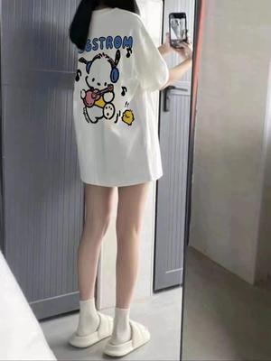 Women's Plus-Size Retro Pure Cotton Mid-Length Summer T-Shirt, Short Sleeves, Loose Fit, Extra Large 2-300 Jin