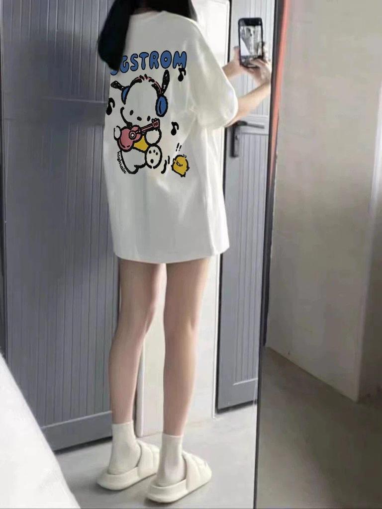 Women's Plus-Size Retro Pure Cotton Mid-Length Summer T-Shirt, Short Sleeves, Loose Fit, Extra Large 2-300 Jin