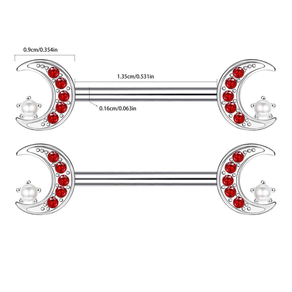 Red Series Diamond Nipple Rings - Love, Moon, and Flower Designs