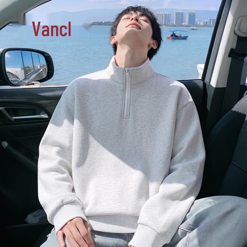 VANCL Men's Stand-Collar Half-Zip Loose Sweatshirt