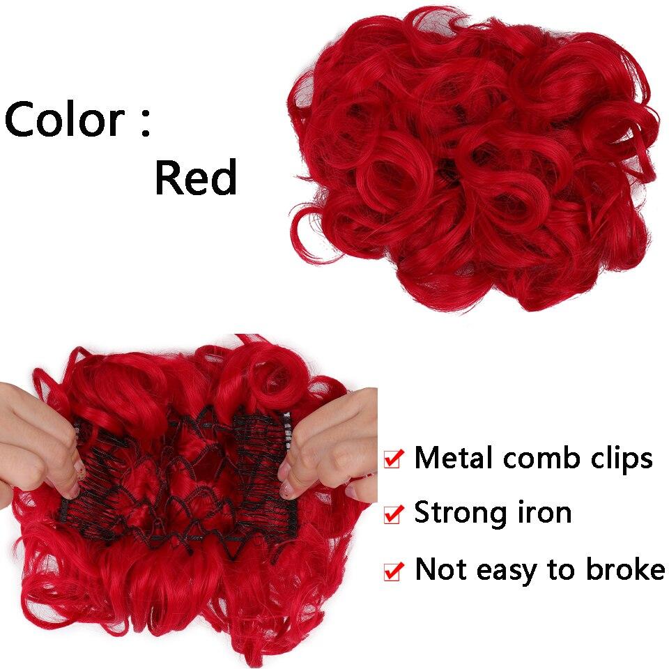 Syntetický hřeben Clip In Kudrnaté prodlužování vlasů Drdol do vlasů Ombre Blond Elastické gumičky do vlasů pro ženy