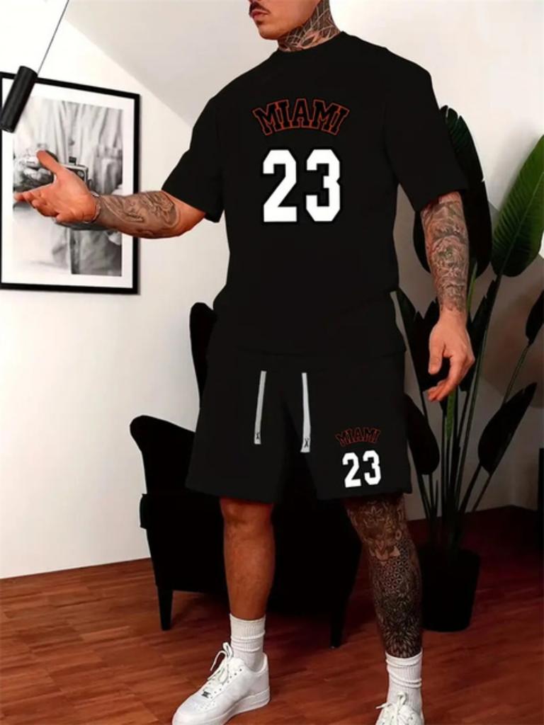Summer Breathable Sportswear 3d Print Men's Short-Sleeved Shorts Loose T-Shirt Basketball Four Pants Casual Running Suit