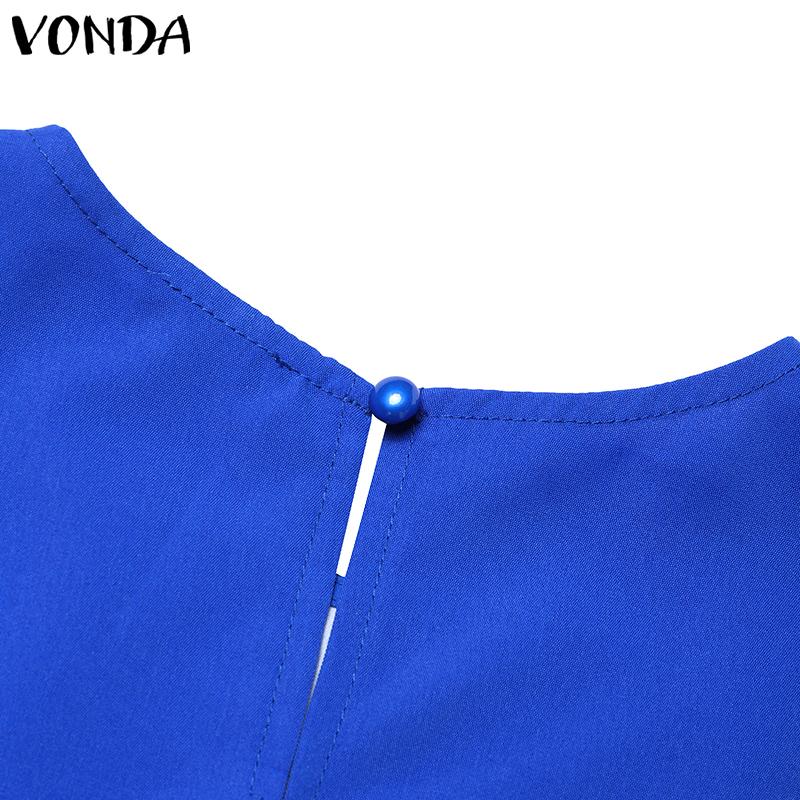 VONDA Zweiteiliges Set für Damen, großes Rundhalsausschnitt, lange Ärmel, bedrucktes Oberteil, einfarbig, lockere Hosen