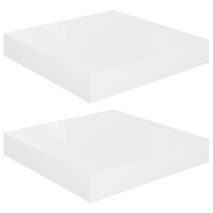 VidaXL Étagère murale flottante 2 pcs Blanc brillant 23x23,5x3,8cm MDF