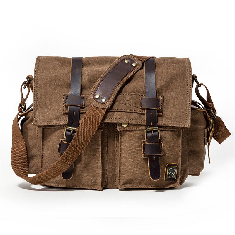 Seven-Color Cotton, Mailman Messenger Bag, Men'S Tide Plus Size 17-Inch Computer Bag, Outdoor Leisure Shoulder Canvas Bag.