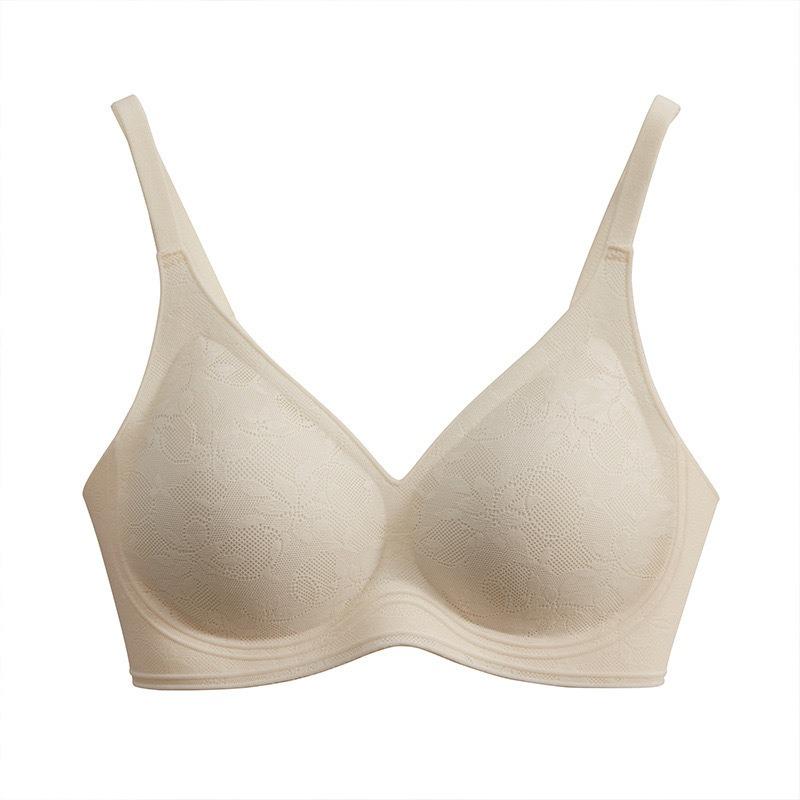 Women Wireless Jacquard Bra Comfortable Breathable Seamless Triangle Cup Underwear S шампанского