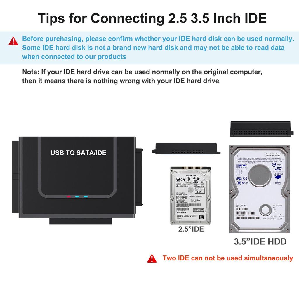 USB 3.0 to IDE/SATA Hard Drive Converter - Multifunctional Cable for 2.5"/3.5" Drives