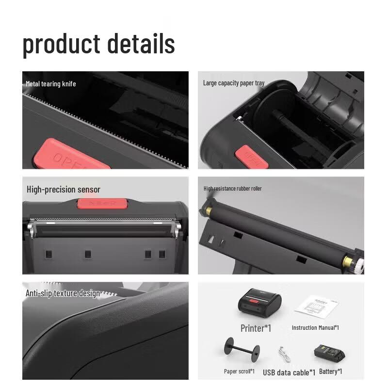 Deli GE365W Portable Bluetooth Thermal Label Printer CN plug (adapter included)