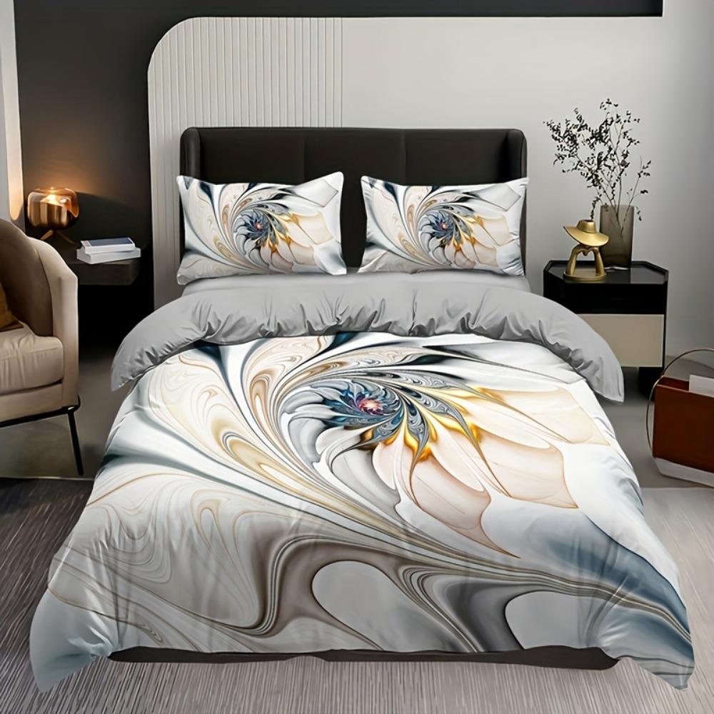 3pcs Champagne Bedding Set Huamei Design Cozy Duvet Cover Set King Queen Twin Single Size Birthday Gift Girl Adult Bedroom Decor