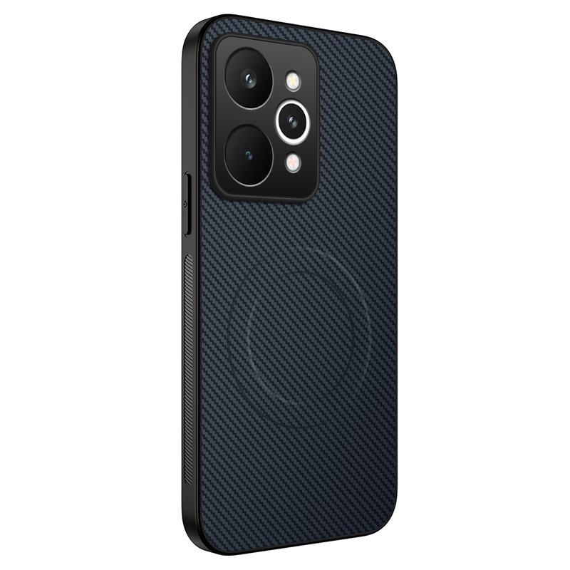 Realme 15/15 Pro-5G Carbon Fiber Leather Texture Magnetic Case with Full Lens Coverage and Drop Protection