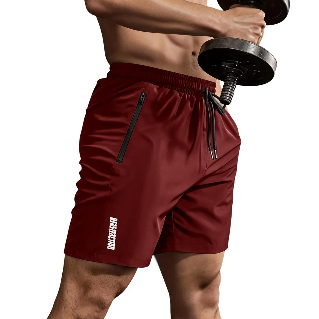 Men's Lightweight Quick Dry Athletic Shorts with Zippered Pockets Elastic Waistband Breathable Fabric for Gym Running Outdoor Sports
