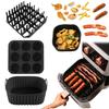 Square Silicone Air Fryer Tray/Muffin Baking Mold/Air Fryer Grill Rack Utensils for COSORI Cecotec 5.5L, 6L,Microwave Oven